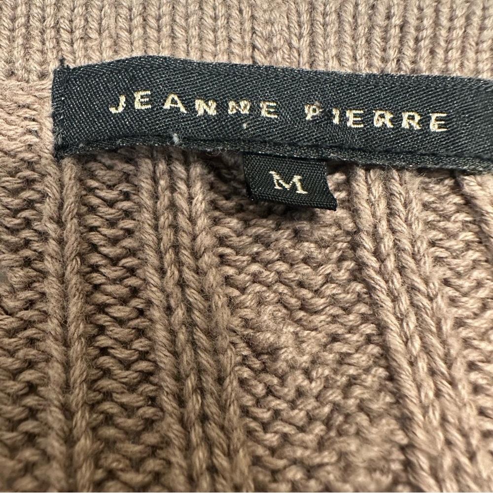 JEANNE PIERRE Light Brown Open-Front‎ Cardigan M 100% Cotton - Picture 4 of 9